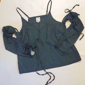 Minkpink Green Polka-dot Cold Shoulder Top NWOT Women's Small